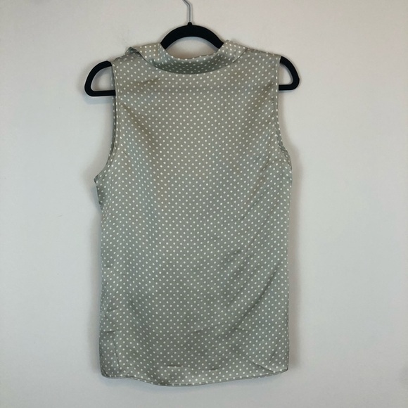 Promesa | Light Green Silky Polka Dot Knot Front Sleeveless Blouse Size Large - Picture 5 of 5